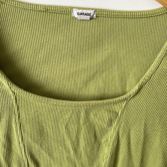 Garage: Pale Green Long Sleeved Cropped Top. Soft Fabric. Size S. - Picture 2 of 4